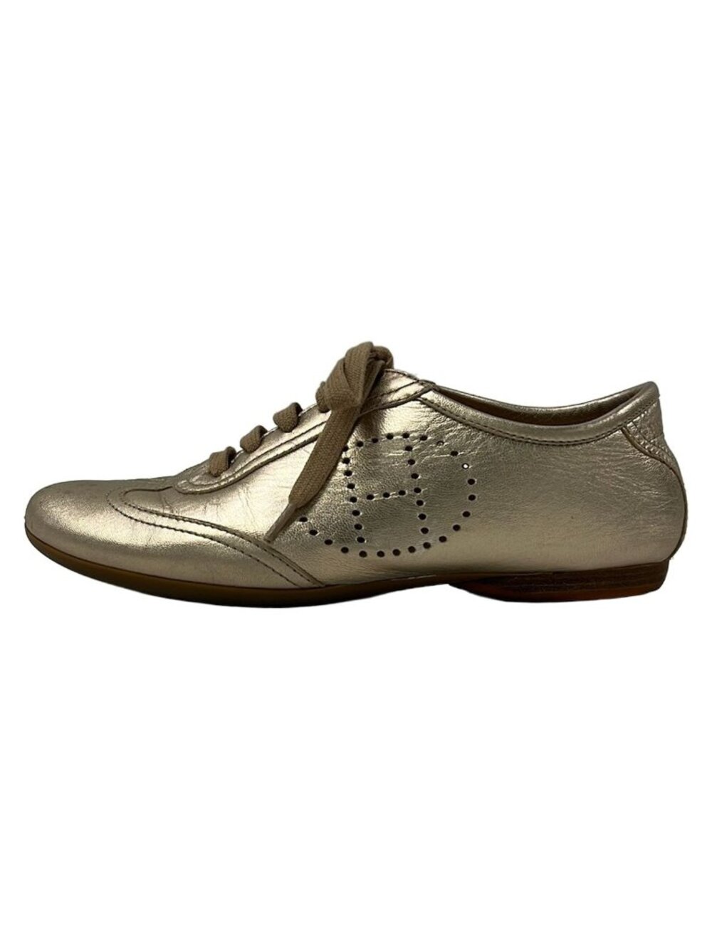 Hermes Shoes Evelyne Gold Leather